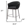 HomeRoots 26" Black and Bronze Shearling and Steel Counter Height Bar Chair - 3 of 4