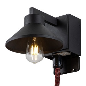 C Cattleya Black Outdoor Barn Light Sconce with GFCI Outlet - 1 of 4