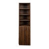 HDZNVF 70.87 inch H Display Storage Cabinet, 4 Tier Shelf, 3 Side Drawers, Modern Wooden Tall Bookshelf Bookcase, Walnut - 4 of 4