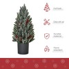 18" Tall Unlit Miniature Snow-Flocked Tabletop Artificial Christmas Tree, Holiday Decoration with Pine Cones and Berries - 4 of 4