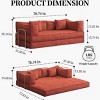 78.8 Inch Modular Sofa, Convertible Floor Sofa Bed with Pillow Arms, Multi-Shape Design Sofa Bed with Corduroy Removable Covers-Coolbibila - 4 of 4