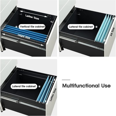 White Steel 3-Drawer Lockable Mobile File Cabinet