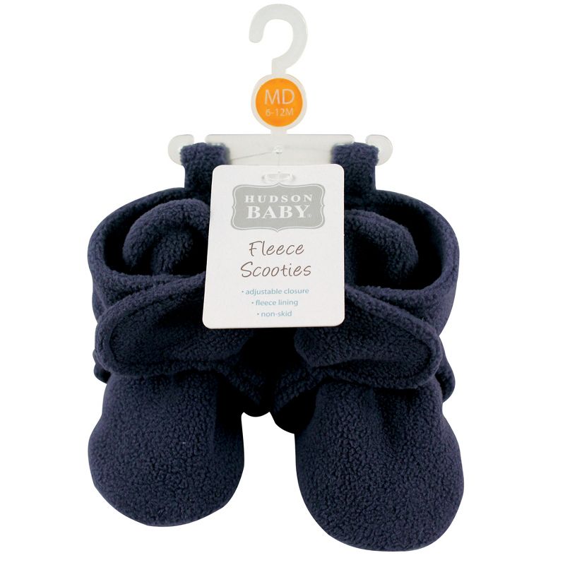 Hudson Baby Infant and Toddler Boy Cozy Fleece Booties, Navy, 3 of 4