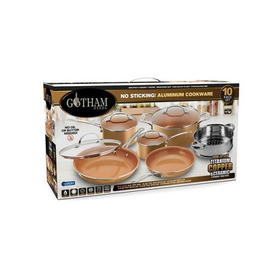 10-Piece Copper and Stainless Steel Nonstick Cookware Set