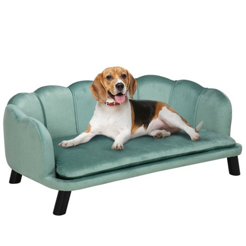 Pawhut Pearl Design Pet Sofa For Medium And Large Sized Dogs Pet Bed With Cushion And Solid Wood Legs Green Target