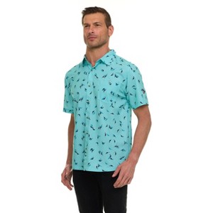 Canada Weather Gear Men’s Short Sleeve Button-Down Shirt – Casual Lightweight Printed Shirt with Chest Pocket - 1 of 4