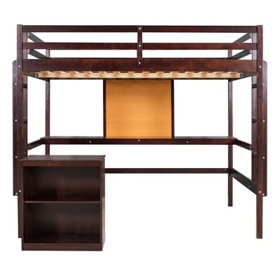 Bellemave Twin Size Loft Bed with Desk and Writing Board,Frame with 2 Drawers Cabinet and Safety Guardrail for Kids Teens Adults