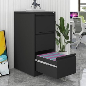 Vynxaria 3-Drawer File Cabinet with Lock - Vertical Metal Organizer for Home Office, Fits Letter/A4/Legal Size Files. - 1 of 4