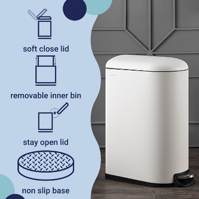 White Stainless Steel Fingerprint Resistant Step Trash Can