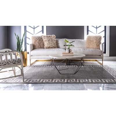 Gray Geometric Synthetic 5' x 8' Area Rug