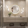 Keonjinn Metal Framed LED Round Frontlit Bathroom Vanity Wall Mirror, 3 Color Temperatures Dimmable, Anti-Fog - 2 of 4