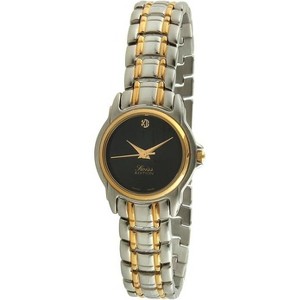 Swiss Edition Women's Two-Tone Bracelet Dress Watch with Gold Plated Bezel and Black Dial - 1 of 2
