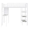 Twin Size Metal Loft Bed with 3 Layers of Shelves and Desk - 3 of 4