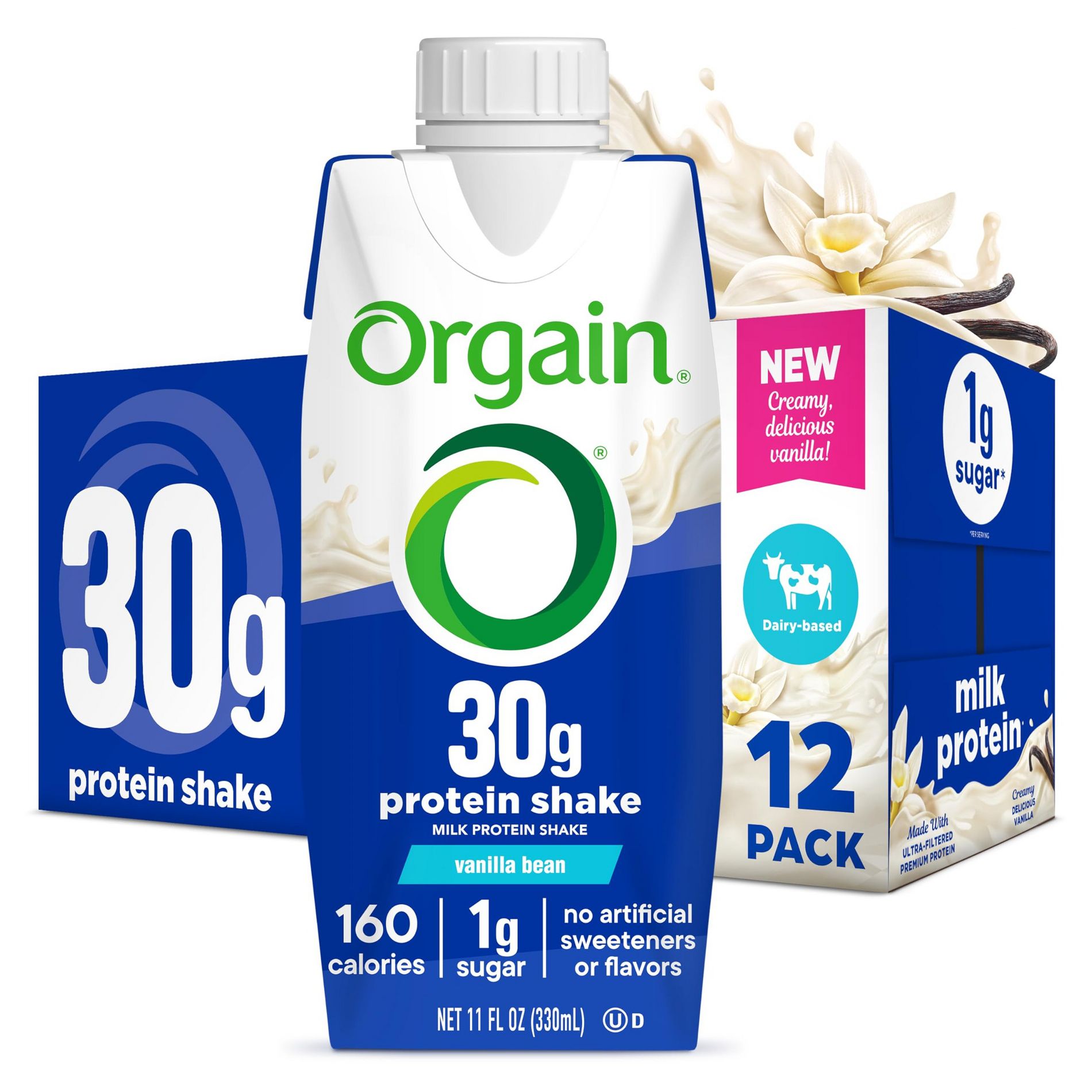 Orgain 30g High Protein Shake - Vanilla Bean 11 Fl oz,12 Count