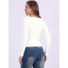 INSPIRE CHIC Women's Square Neck Long Sleeve Shirred Fitted Stretch Casual Basic Blouse - 4 of 4