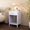 Angel Sar Modern Nightstand with Scalloped Edge, Lavender Bedside Table with Drawer & Open Shelf, Minimalist Kids Bedroom Furniture, Light Purple - 2 of 4