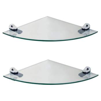 (Set of 2) 10" x 10" Radial Floating Shelves Clear Glass - Danya B.