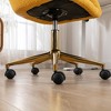 Modern Velvet Fabric Material Adjustable Height 360 Revolving Home Office Chair With Gold Metal Legs And Universal Wheels For Indoor,Yellow - 2 of 4