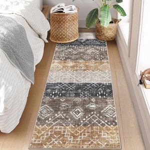 Boho Machine Washable Rug for Living Room Modern Non-Slip Rug for Bedroom Traditional Low Pile Indoor Mat for Dining Room - 1 of 4