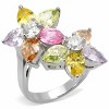 Slickblue Kered Cocktail Ring - Multi-Color CZ in Polished Stainless Steel, Fashion Jewelry for Women, Size 5-10 - 2 of 4