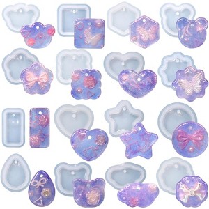 JDICTION 16-Piece Silicone Mold Set - Rectangle Pendant & Wave Spiral Earring Molds For Resin Casting, Candle Making And Home Decor - 1 of 4