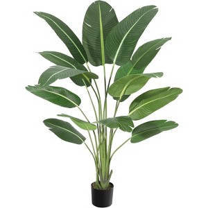 Artificial Bird of Paradise Plant Fake Palm Tree, 8 Trunks Faux Leaves for Indoor Outdoor Decor - 1 of 4