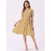 INSPIRE CHIC Women's Vintage Floral Peter Pan Collar High Waist Puff Sleeve A-line Midi Dress - 3 of 4
