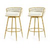 Grungis Polyester 360°Swivel Bar Stools Set of 2,Counter Stools with Hand-Woven Backrest and Gold Metal Legs,Kitchen Chairs for Kitchen Island - 2 of 4