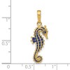 Black Bow Jewelry 14k Yellow Gold Blue Enameled Seahorse Pendant - 4 of 4