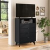 43 Inch Tall Fluted 4-Drawer Chest with Open Shelf, Modern Wooden Storage Cabinet for Bedroom, Living Room, Entryway - 2 of 4