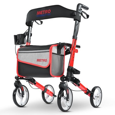 Metro Mobility Lightweight Rollator Walkers with 8 Inch Big Wheels,Foldable Rolling Walker with Seat,Drive Walkers for Seniors