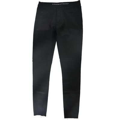 Articles of Society Womens Cut-Hem Coated Skinny Fit Jeans