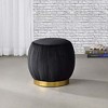 Simple Relax Upholstered Round Ottoman with Metal Base in Black and Gold - 2 of 4