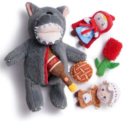 Nocciola 6-in-1  Little Red Riding Hood Plush Dog Toys, Funny Fairy tale Puzzle Toy, Stuffed Crinkle Squeaky Enrichment Toy for Dog, Christmas Gift
