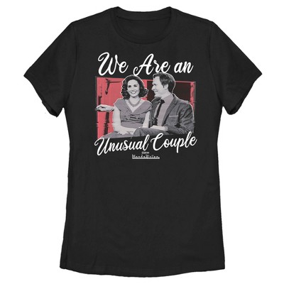 Marvel WandaVision Vintage TV Design T-Shirt Für Damen – Kurzärmlig, Gerollter Ärmel, Bio-Baumwolle