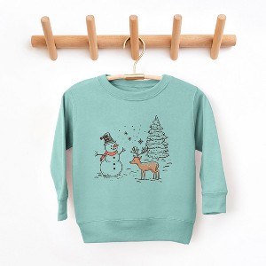 The Juniper Shop Deer Snowman Scene Youth Ultra-Soft Graphic Sweatshirt - 1 of 3