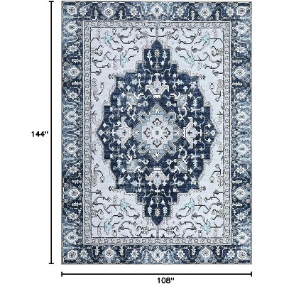 Washable Vintage Floral Area Rug Non-Slip Print,Non-Shedding,Soft Foldable Carpets for Dining Room,Bedroom,Living Room,Kitchen Entryway