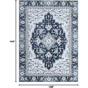 Washable Vintage Floral Area Rug Non-Slip Print,Non-Shedding,Soft Foldable Carpets for Dining Room,Bedroom,Living Room,Kitchen Entryway - 1 of 4