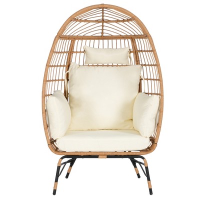 Dexmalle Patio Oversized Rattan Egg Chair Lounge Basket with 4 Cushions for Indoor Outdoor