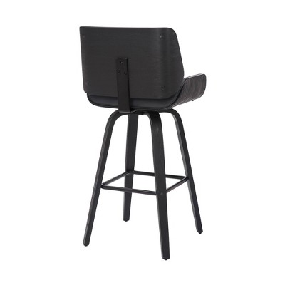 26" Gray Faux Leather Swivel Wood Counter Stool