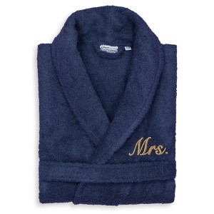 Linum Home Textiles 100% Turkish Cotton Embroidered ''Mrs.'' Terry Bathrobe - 1 of 3