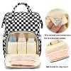 Itopfox Checkered Waterproof Diaper Backpack for Baby Girls and Moms, Large Nappy Bag with Insulated Bottle Pockets - 2 of 4