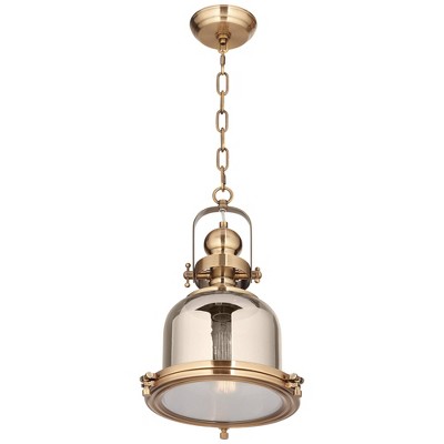 Elida 20'' Antique Brass Modern Mini Glass Bell Jar Pendant