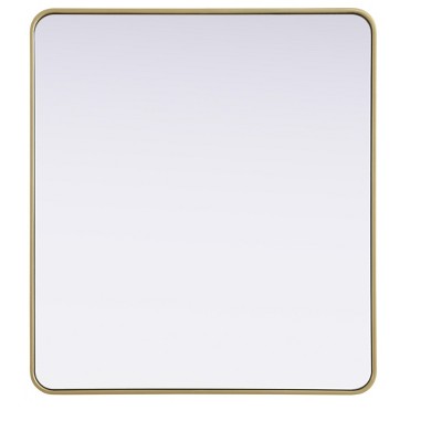 Elegant Lighting Contour Metal Rectangle Mirror 36x40 in Brass
