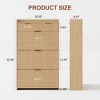 Modern Fluted Shoe Cabinet with 3 Flip Drawers, Slim Shoe Storage Organizer with 2 Drawers, Side Hook, Space Saving Wooden Hidden Shoe Rack - 2 of 4