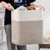 Aoibox Woven Storage Basket with Handle White Brown Collapsible Decorative Fabric Organizer for Toys Laundry Room - 2 of 4