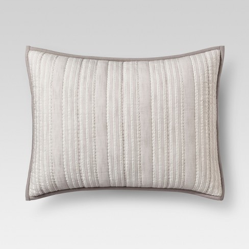 Gray Stitched Stripe Pillow Sham Threshold Target