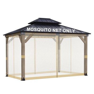 Aoodor Gazebo Replacement Netting Screen, Universal Gazebo 4-Panel Mosquito Net Sidewalls with Double Zippers for Outdoor Patio