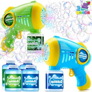 Joyfy 2 Packs Bubble Blaster for Kids, Light Up Automatic Bubble Machine with Solutions, 10 Holes Bubble Toys for Kids, Adult, Summer Outdoor Play - 1 of 4
