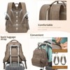 Itopfox Vegan Leather Diaper Backpack with Waterproof Changing Pad, 20 Pockets, Fits 15.6" Laptop, Stroller Straps, Taupe - 2 of 4